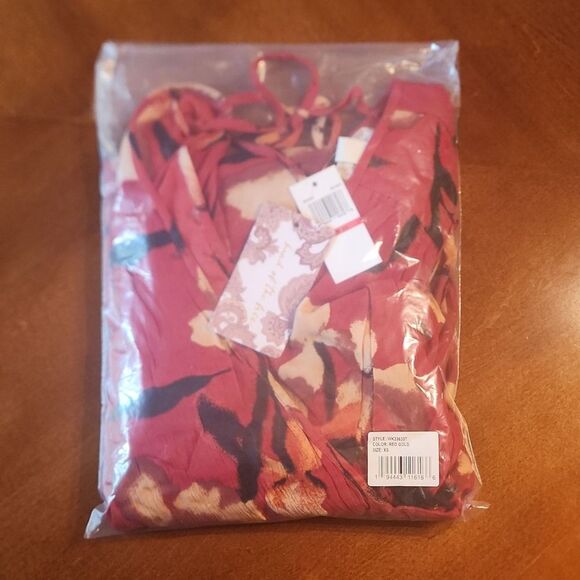 Band of the Free Bohemian High Low Wrap Maxi Dress, XS, Red & Black Floral - Picture 9 of 9